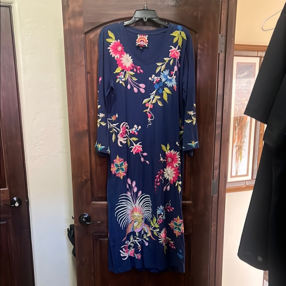 Floral Embroidered Navy Dress